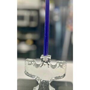 MCM Pukeberg clear candle holder, designed by Staffan Gellerstedt
